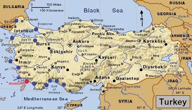 خريطة آسيا الصغرى (تركيا)