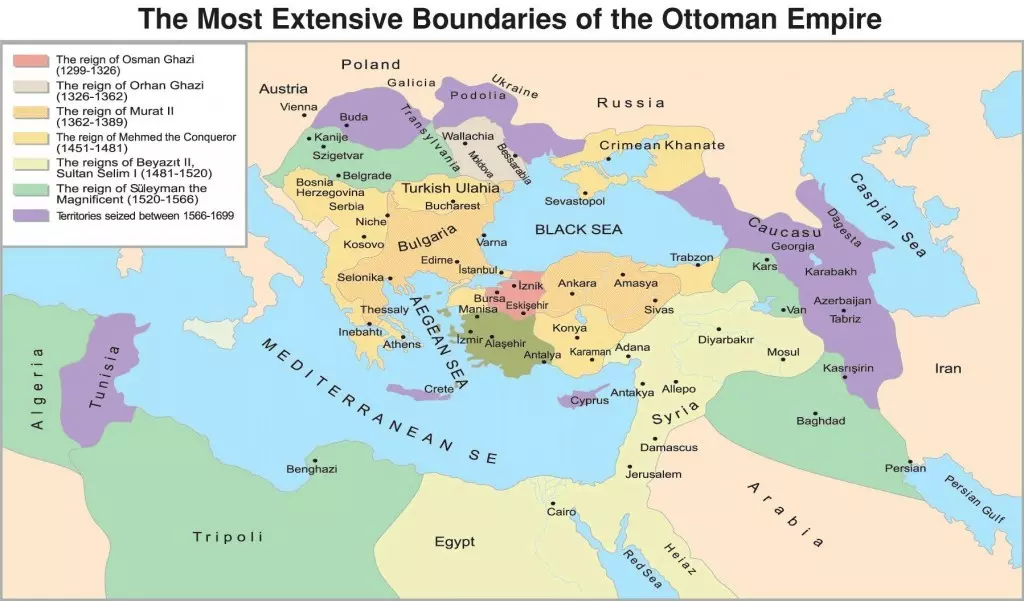 خريطة الإمبراطورية العثمانية
